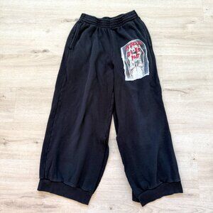 Boys Lie Sweatpants "Til Death Do Us Part" Graphic Joggers Black Inseam Cut L